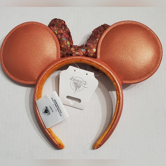 Disney PARKS PEACH‎ PUNCH sequin Minnie Mouse Ears Headband NWT - Picture 2 of 9